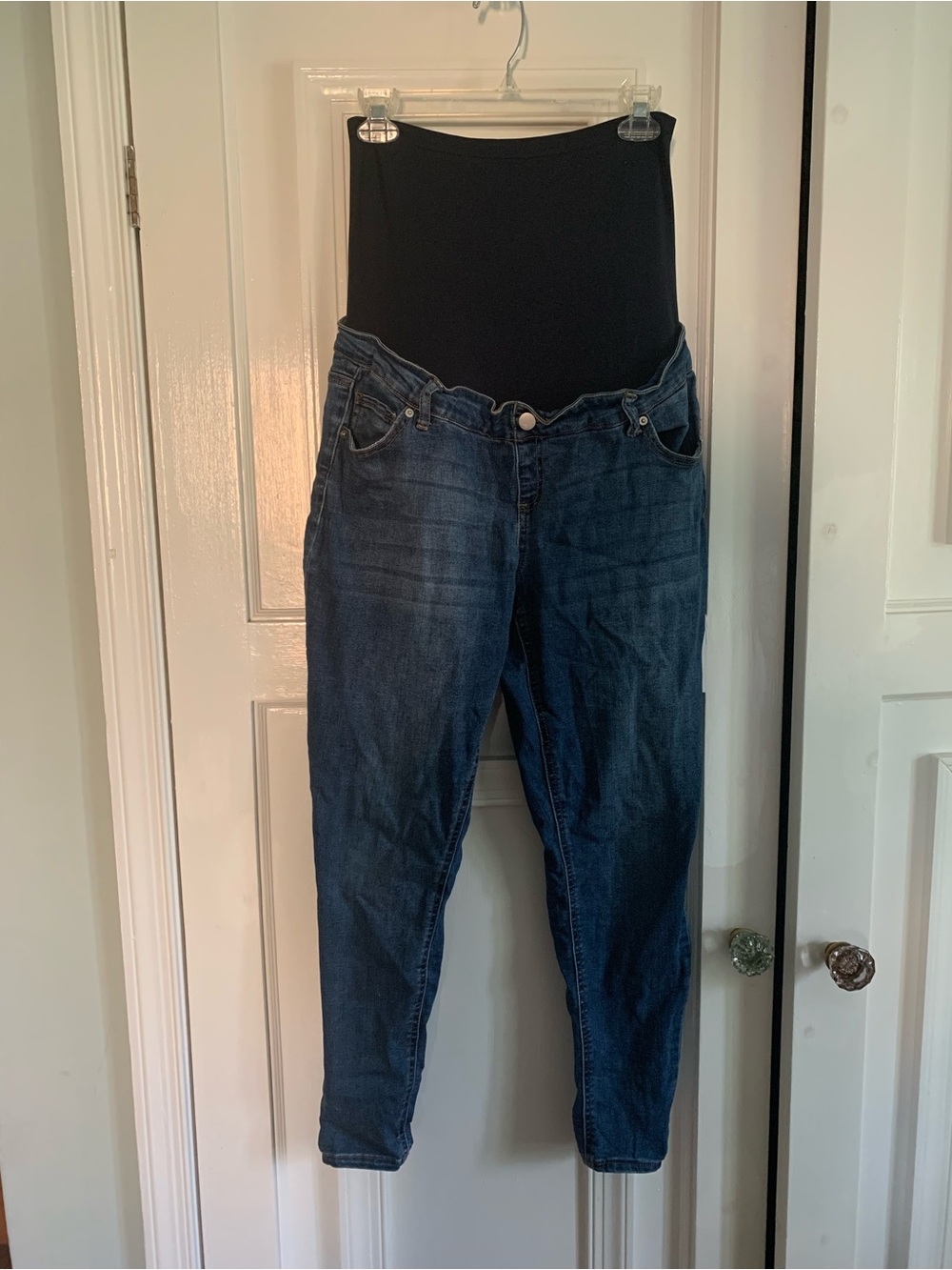 EUC Dark Blue Maternity Jeans with Stretch Waistband Size 12-14